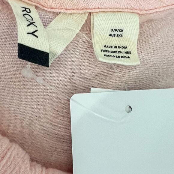 Roxy Pink Siren Treasure Button Front Lined Crinkle Mini Dress size S NEW Tags - Picture 6 of 11